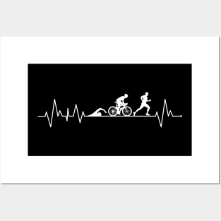 Triathlon Heartbeat Gift Posters and Art